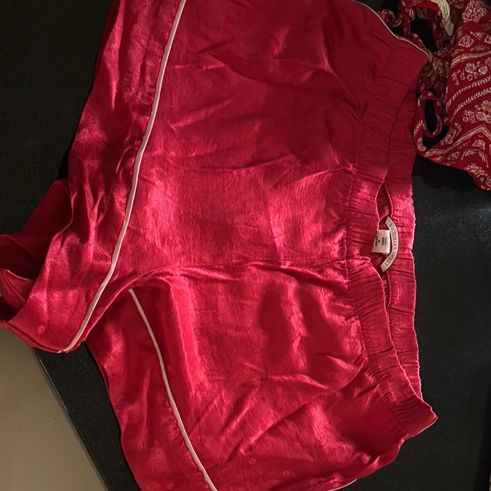 Victoria's Secret Red Athletic Shorts Shiny Finish